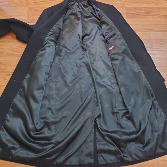 Michael Kors Mens 42L Overcoat Black Wool Blend Single Breasted Lined Old Money - Picture 11 of 14